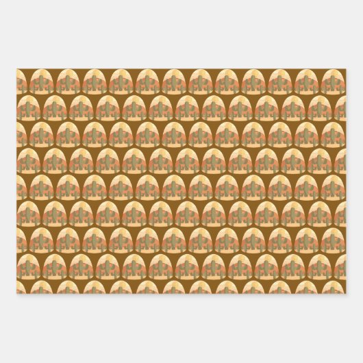 Cactus Desert With Sun Geschenkpapier Set (Vorderseite)