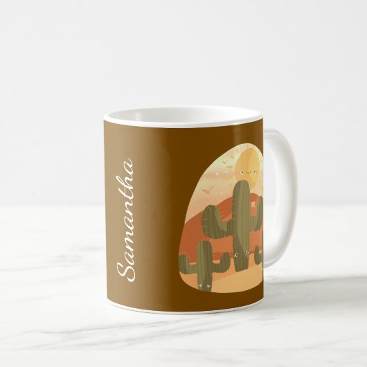 Cactus Desert With Sun Kaffeetasse (VorderseiteRechts)