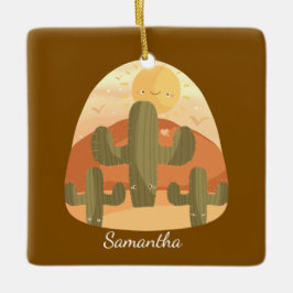 Cactus Desert With Sun Keramikornament
