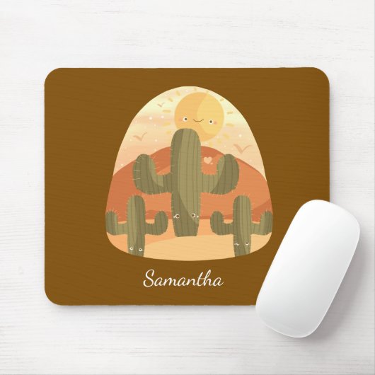 Cactus Desert With Sun Mousepad (Mit Mouse)