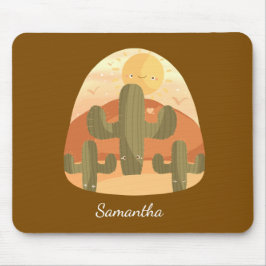 Cactus Desert With Sun Mousepad