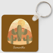 Cactus Desert With Sun Schlüsselanhänger (Rückseite)