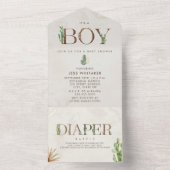 Cactus Diaper Raffle Boy Baby Shower All In One Einladung (Innen Boden)