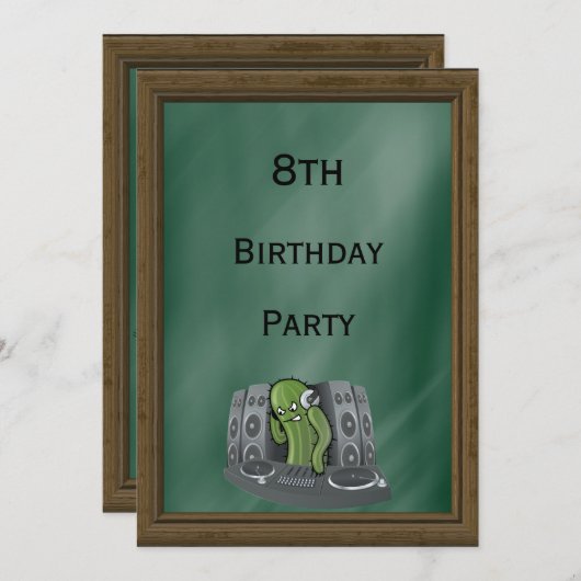 Cactus DJ 8. Geburtstag Einladung (Vorne/Hinten)