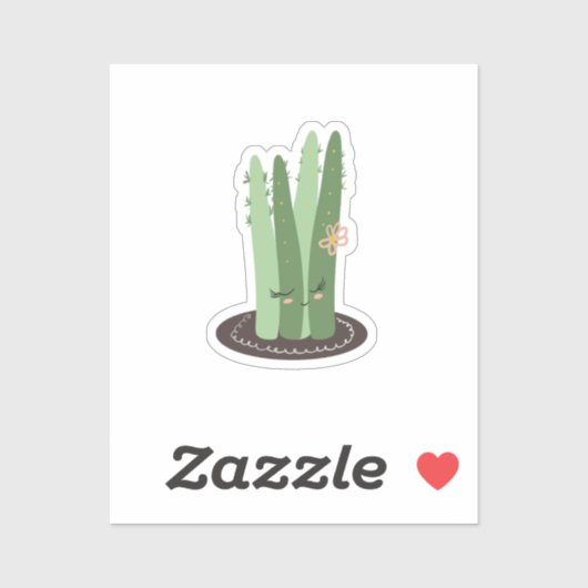 Cactus Doodle Cartoon Funny Green Design Aufkleber (Blatt)