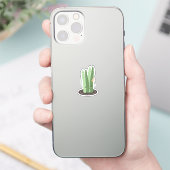 Cactus Doodle Cartoon Funny Green Design Aufkleber (Telefon)