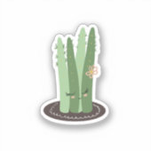 Cactus Doodle Cartoon Funny Green Design Aufkleber (Vorderseite)