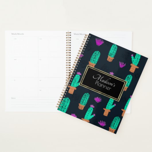Cactus Doodle Pattern Monogrammatik Planer (Anzeige)