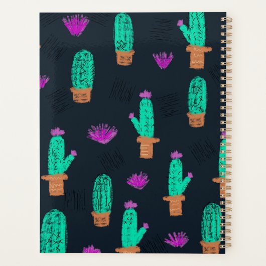 Cactus Doodle Pattern Monogrammatik Planer (Rückseite)