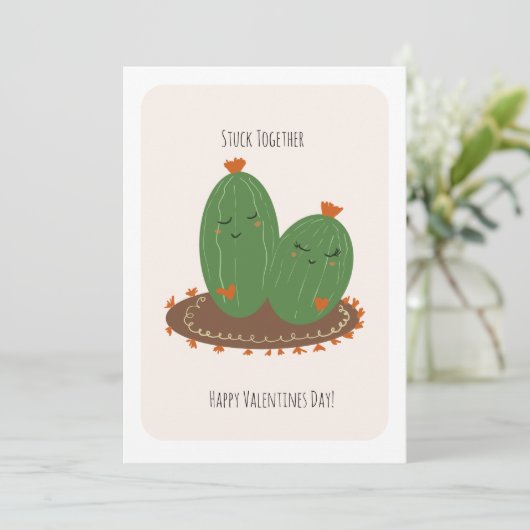 Cactus Doodle Valentines Day  Karte (Stehend Vorderseite)