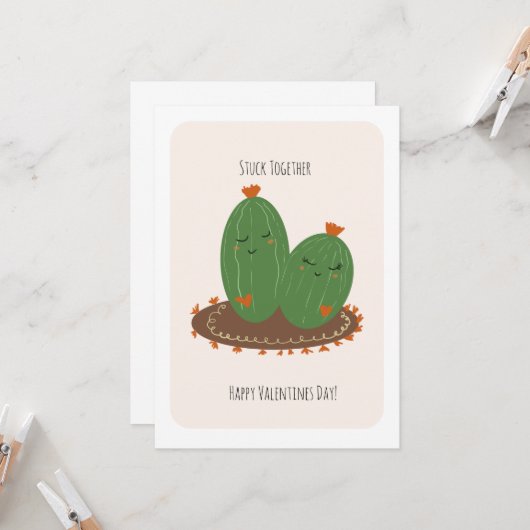 Cactus Doodle Valentines Day Karte (Vorderseite/Rückseite Beispiel)