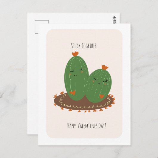 Cactus Doodle Valentines Day  Postkarte (Vorne/Hinten)