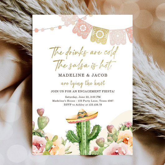 Cactus Drink Cold Salsa Hot Knoten Verlobung Fiest Einladung