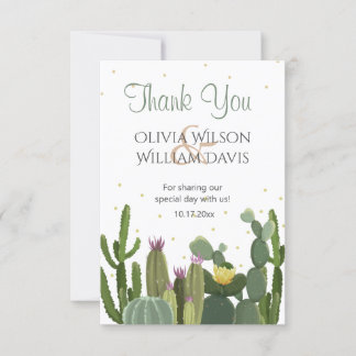 Cactus Elegant Wedding Dankeskarte