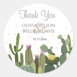 Cactus Elegant Wedding Runder Aufkleber