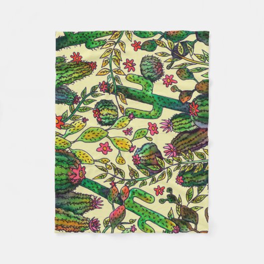 Cactus Family Pattern Fleecedecke (Vorderseite)