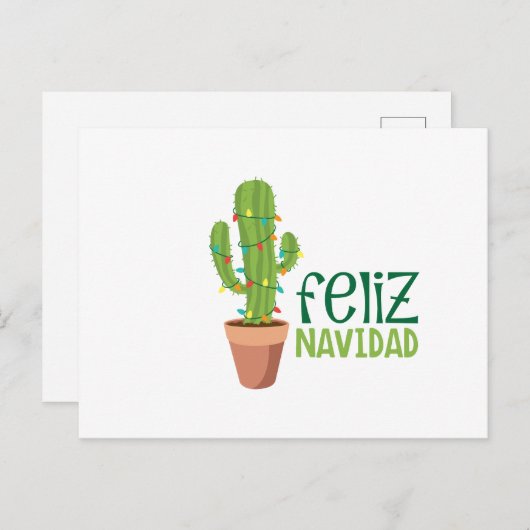 Cactus Feliz Navidad Postkarte (Vorne/Hinten)