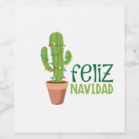 Cactus Feliz Navidad Weinetikett (Einzelnes Label)