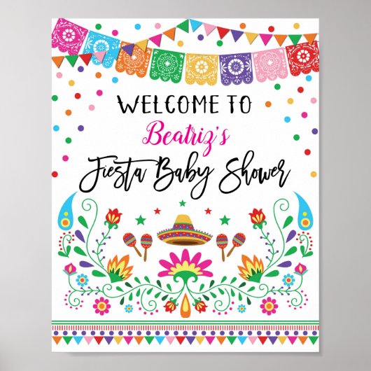 Cactus Fiesta Baby Dusche Begrüßung Poster Dekorat (Vorne)
