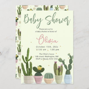 Cactus Fiesta Baby Shower Einladung