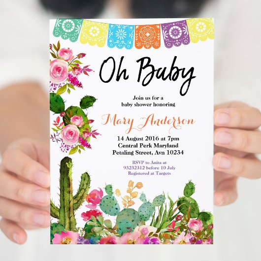 Cactus Fiesta Baby Shower Einladung