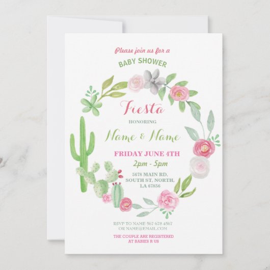 Cactus Fiesta Baby Shower Girl Boy Mexican Invite Einladung (Vorderseite)