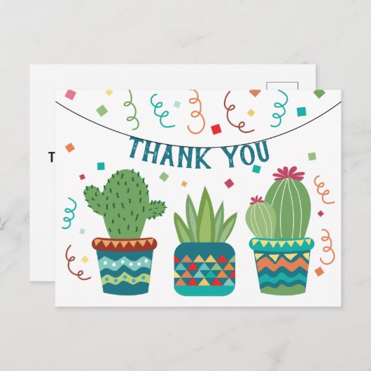 Cactus Fiesta Birthday Danke Ihnen Cinco De Mayo Postkarte (Vorne/Hinten)