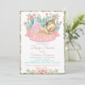 Cactus Fiesta Blonde Girl Baby Shower Einladung (Stehend Vorderseite)