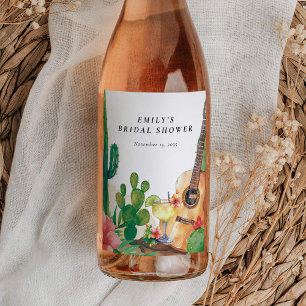Cactus-Fiesta-Blumen-Brautjungfernparty Weinetikett