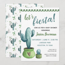 Cactus Fiesta Boy Baby Shower Einladung