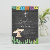 Cactus Fiesta Boy Taufe Einladung (Stehend Vorderseite)