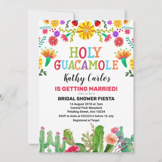 Cactus Fiesta Brautparty Einladung (Vorderseite)