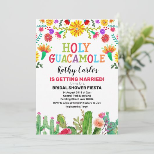 Cactus Fiesta Brautparty Einladung (Stehend Vorderseite)