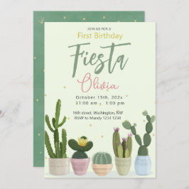 Cactus Fiesta Einladung zum ersten Geburtstag
