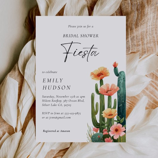 Cactus Fiesta Floral Brautparty Einladung