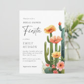 Cactus Fiesta Floral Brautparty Einladung (Stehend Vorderseite)