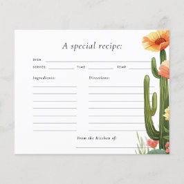 Cactus Fiesta Floral Brautparty Rezept Card
