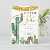 Cactus Fiesta Graduation Party Einladung (Stehend Vorderseite)