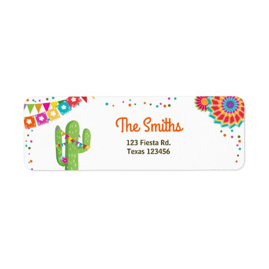 Cactus Fiesta Mexican Return Address Label Party (Vorne)