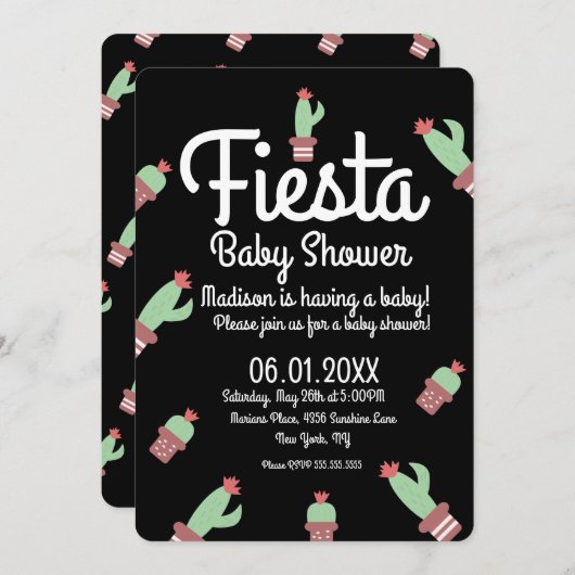 Cactus Fiesta Mix Repeat Baby Shower Einladung (Vorne/Hinten)