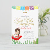 Cactus First Heilige Kommunion Einladung (Stehend Vorderseite)