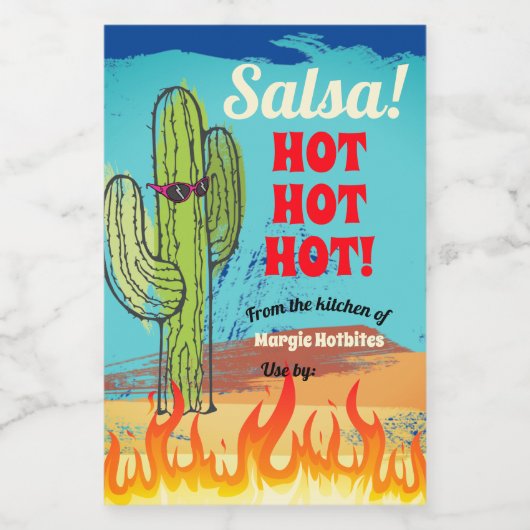 Cactus flames fire mexikanische heiße sauce salsa  lebensmitteletikett (Einzelnes Label)