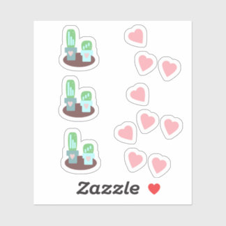 Cactus Floating Hearts Pink Aufkleber