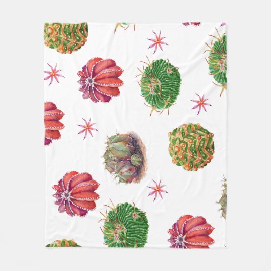 Cactus floral: Aquarellfarben Fleecedecke (Vorderseite)