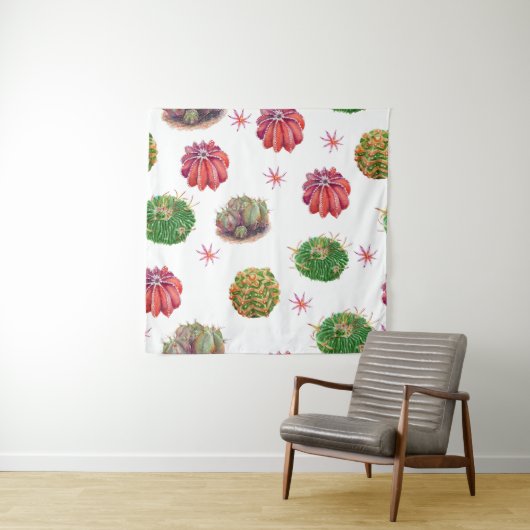 Cactus floral: Aquarellfarben Wandteppich (Beispiel)