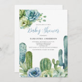 Cactus Floral Baby Shower Einladung (Vorne/Hinten)