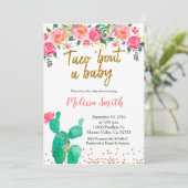 Cactus floral Baby Shower Taco Bout Baby Einladung (Stehend Vorderseite)