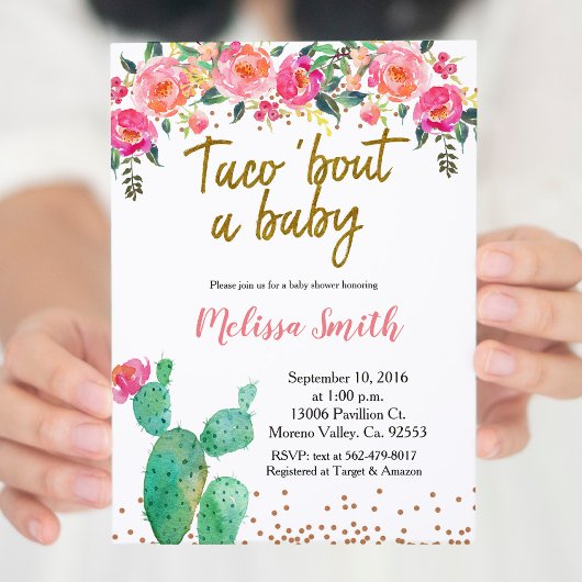 Cactus floral Baby Shower Taco Bout Baby Einladung