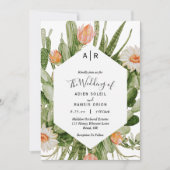 Cactus Floral Desert Monogram Wedding Einladung (Vorderseite)