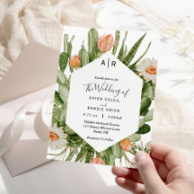 Cactus Floral Desert Monogram Wedding